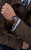 Buy Shop Guess Tailor Analog Blue Dial Brown Leather Strap Watch for Men - GW0389G3 USA Online