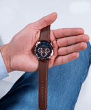 Buy Shop Guess Tailor Analog Blue Dial Brown Leather Strap Watch for Men - GW0389G3 USA Online