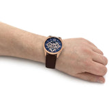 Buy Shop Guess Tailor Analog Blue Dial Brown Leather Strap Watch for Men - GW0389G3 USA Online