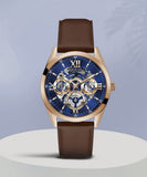Buy Shop Guess Tailor Analog Blue Dial Brown Leather Strap Watch for Men - GW0389G3 USA Online