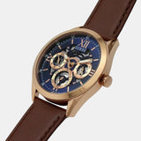 Buy Shop Guess Tailor Analog Blue Dial Brown Leather Strap Watch for Men - GW0389G3 USA Online