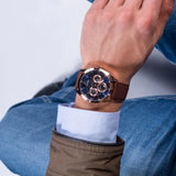 Buy Shop Guess Tailor Analog Blue Dial Brown Leather Strap Watch for Men - GW0389G3 USA Online