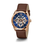 Buy Shop Guess Tailor Analog Blue Dial Brown Leather Strap Watch for Men - GW0389G3 USA Online