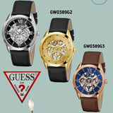 Buy Shop Guess Tailor Gold Dial Black Leather Strap Watch for Men - GW0389G2 USA Online