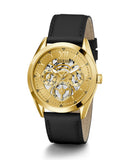 Buy Shop Guess Tailor Gold Dial Black Leather Strap Watch for Men - GW0389G2 USA Online