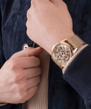Buy Shop Guess Tailor Multifunction Gold Dial Gold Mesh Bracelet Watch for Men - GW0368G2 USA Online