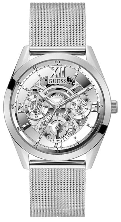 Buy Shop Guess Tailor Multifunction Silver Dial Silver Mesh Bracelet Watch for Men - GW0368G1 USA Online