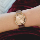 Buy Shop Guess Tapestry Diamonds Rose Gold Dial Rose Gold Mesh Bracelet Watch for Women - GW0354L3 USA Online