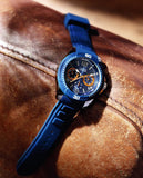 Buy Shop Guess Trade Blue Dial Blue Silicone Strap Watch for Men - W0967G2 USA Online