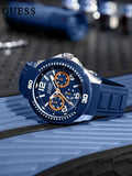 Buy Shop Guess Trade Blue Dial Blue Silicone Strap Watch for Men - W0967G2 USA Online