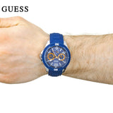 Buy Shop Guess Trade Blue Dial Blue Silicone Strap Watch for Men - W0967G2 USA Online