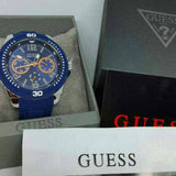 Buy Shop Guess Trade Blue Dial Blue Silicone Strap Watch for Men - W0967G2 USA Online