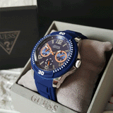 Buy Shop Guess Trade Blue Dial Blue Silicone Strap Watch for Men - W0967G2 USA Online
