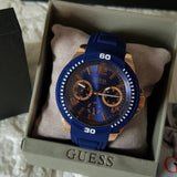 Buy Shop Guess Trade Blue Dial Blue Silicone Strap Watch for Men - W0967G2 USA Online