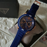 Buy Shop Guess Trade Blue Dial Blue Silicone Strap Watch for Men - W0967G2 USA Online