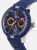Buy Shop Guess Trade Blue Dial Blue Silicone Strap Watch for Men - W0967G2 USA Online