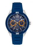 Buy Shop Guess Trade Blue Dial Blue Silicone Strap Watch for Men - W0967G2 USA Online