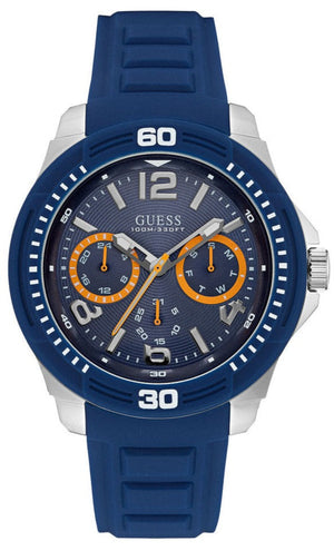 Buy Shop Guess Trade Blue Dial Blue Silicone Strap Watch for Men - W0967G2 USA Online