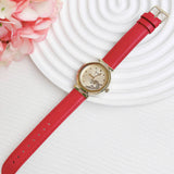 Buy Shop Guess Trend Dragon Gold Dial Red Leather Strap Watch For Women - GW0646L1 USA Online