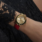 Buy Shop Guess Trend Dragon Gold Dial Red Leather Strap Watch For Women - GW0646L1 USA Online