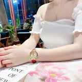 Buy Shop Guess Trend Dragon Gold Dial Red Leather Strap Watch For Women - GW0646L1 USA Online