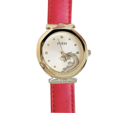 Buy Shop Guess Trend Dragon Gold Dial Red Leather Strap Watch For Women - GW0646L1 USA Online