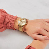Buy Shop Guess Tri Glitz Quartz Diamonds Gold Dial Gold Mesh Bracelet Watch For Women - W1142L2 USA Online