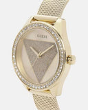 Buy Shop Guess Tri Glitz Quartz Diamonds Gold Dial Gold Mesh Bracelet Watch For Women - W1142L2 USA Online