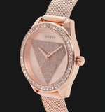 Buy Shop Guess Tri Glitz Quartz Diamonds Rose Gold Dial Rose Gold Mesh Bracelet Watch For Women - W1142L4 USA Online