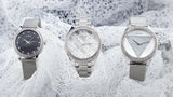 Buy Shop Guess Tri Glitz Quartz Silver Dial Silver Mesh Bracelet Watch For Women - W1142L1 USA Online