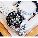 Buy Shop Guess Trophy Chronograph Diamonds Black Dial Silver Steel Strap Watch for Men - GW0390G1 USA Online