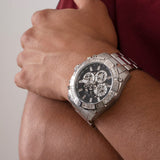 Buy Shop Guess Trophy Chronograph Diamonds Black Dial Silver Steel Strap Watch for Men - GW0390G1 USA Online