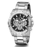 Buy Shop Guess Trophy Chronograph Diamonds Black Dial Silver Steel Strap Watch for Men - GW0390G1 USA Online