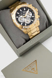 Buy Shop Guess Trophy Diamonds Black Dial Gold Steel Strap Watch for Men - GW0390G2 USA Online