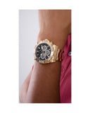 Buy Shop Guess Trophy Diamonds Black Dial Gold Steel Strap Watch for Men - GW0390G2 USA Online