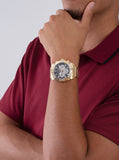 Buy Shop Guess Trophy Diamonds Black Dial Gold Steel Strap Watch for Men - GW0390G2 USA Online