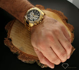 Buy Shop Guess Trophy Diamonds Black Dial Gold Steel Strap Watch for Men - GW0390G2 USA Online