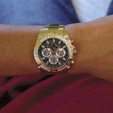Buy Shop Guess Trophy Diamonds Black Dial Gold Steel Strap Watch for Men - GW0390G2 USA Online