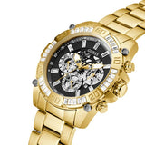 Buy Shop Guess Trophy Diamonds Black Dial Gold Steel Strap Watch for Men - GW0390G2 USA Online