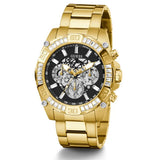 Buy Shop Guess Trophy Diamonds Black Dial Gold Steel Strap Watch for Men - GW0390G2 USA Online