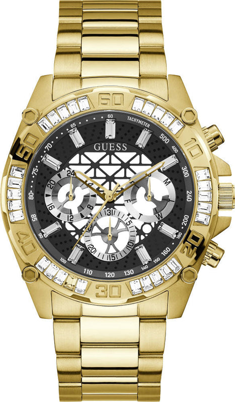 Buy Shop Guess Trophy Diamonds Black Dial Gold Steel Strap Watch for Men - GW0390G2 USA Online