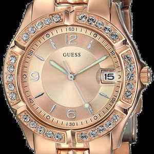 Buy Shop Guess Crystal Diamonds Rose Gold Dial Rose Gold Steel Strap Watch For Women - W11069L1 USA Online