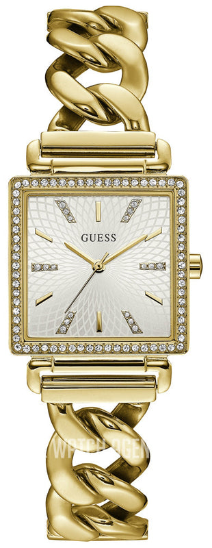 Buy Shop Guess Vanity Diamonds Silver Dial Gold Steel Strap Watch for Women - W1030L2 USA Online