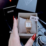 Buy Shop Guess Vanity Diamonds Silver Dial Gold Steel Strap Watch for Women - W1030L4 USA Online