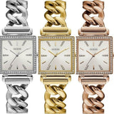 Buy Shop Guess Vanity Diamonds Silver Dial Gold Steel Strap Watch for Women - W1030L4 USA Online