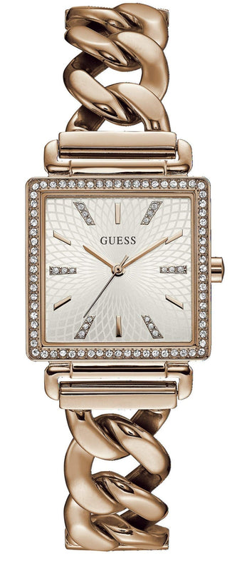 Buy Shop Guess Vanity Diamonds Silver Dial Gold Steel Strap Watch for Women - W1030L4 USA Online