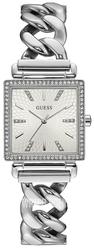 Buy Shop Guess Vanity Diamonds White Dial Silver Steel Strap Watch for Women - W1030L1 USA Online