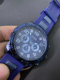 Buy Shop Guess Velocity Chronograph Blue Dial Blue Rubber Steel Strap Watch for Men - W0599G4 USA Online
