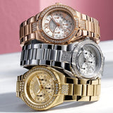 Buy Shop Guess Viva Diamonds Gold Dial Gold Steel Strap Watch for Women - W0111L2 USA Online