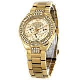 Buy Shop Guess Viva Diamonds Gold Dial Gold Steel Strap Watch for Women - W0111L2 USA Online